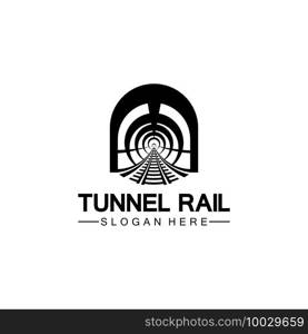 Rail with tunnel logo icon vector design template