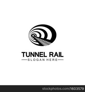 Rail with tunnel logo icon vector design template