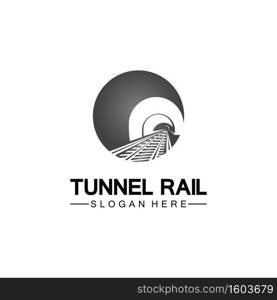 Rail with tunnel logo icon vector design template