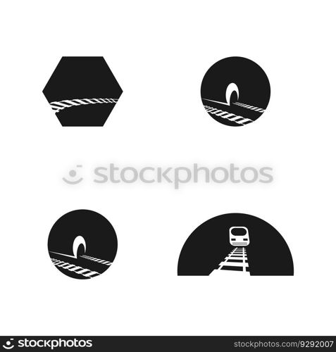 Rail with tunnel logo icon vector design template