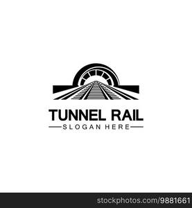 Rail with tunnel logo icon vector design template