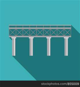 Railroad bridge icon. Flat illustration of railroad bridge vector icon for web design. Railroad bridge icon, flat style