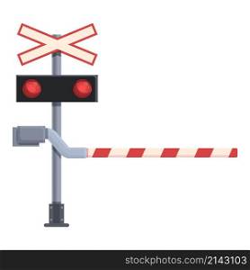 Railroad cross icon cartoon vector. Train road. Traffic signal. Railroad cross icon cartoon vector. Train road