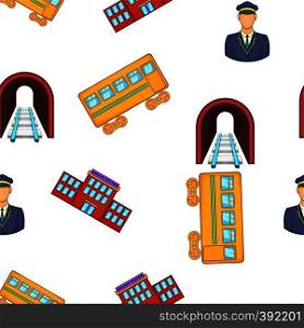 Railroad elements pattern. Cartoon illustration of railroad elements vector pattern for web. Railroad elements pattern, cartoon style