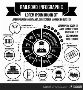 Railroad infographic elements in simple style for any design. Railroad infographic elements, simple style