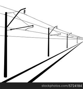 Railroad overhead lines. Contact wire. Vector illustration.