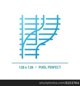 Railroad switch pixel perfect gradient linear vector icon. Rail turnout. Railway junction. Train crossroad. Thin line color symbol. Modern style pictogram. Vector isolated outline drawing. Railroad switch pixel perfect gradient linear vector icon