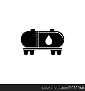 Railroad Tank Wagon, Oil Railway Cistern. Flat Vector Icon illustration. Simple black symbol on white background. Railroad Tank, Oil Railway Cistern sign design template for web and mobile UI element. Railroad Tank Wagon, Oil Railway Cistern Flat Vector Icon