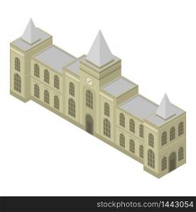 Railway building icon. Isometric of railway building vector icon for web design isolated on white background. Railway building icon, isometric style