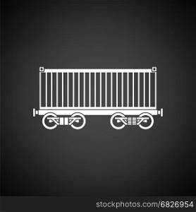 Railway cargo container icon. Black background with white. Vector illustration.