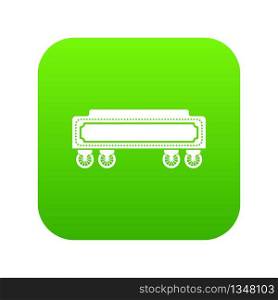 Railway carriage icon green vector isolated on white background. Railway carriage icon green vector