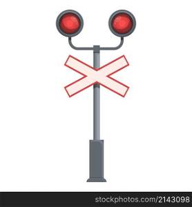 Railway crossing icon cartoon vector. Train road. Traffic signal. Railway crossing icon cartoon vector. Train road