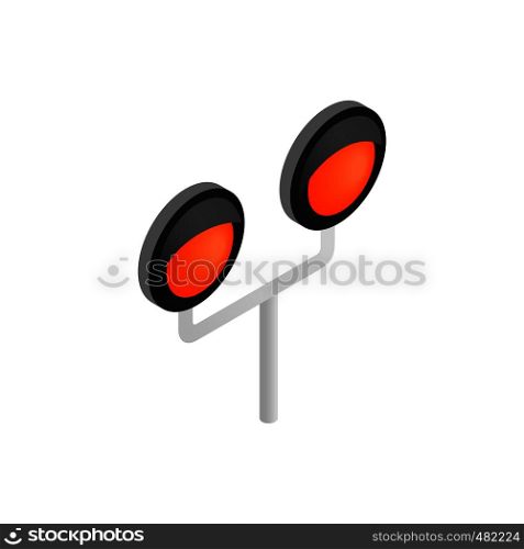 Railway crossing light isometric icon. Single symbol on a white background. Railway crossing light isometric icon