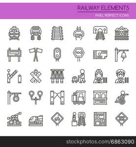 Railway Elements , Thin Line and Pixel Perfect Icons