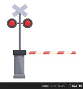Railway gate icon cartoon vector. Train rail. Signal barrier. Railway gate icon cartoon vector. Train rail