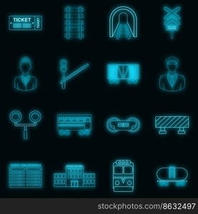 Railway icons set in≠on sty≤. Rail transportation set col≤ction vector illustration. Railway icons set vector≠on