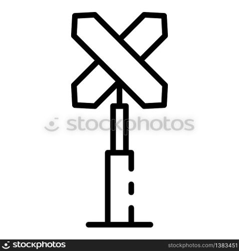 Railway intersection sign icon. Outline railway intersection sign vector icon for web design isolated on white background. Railway intersection sign icon, outline style