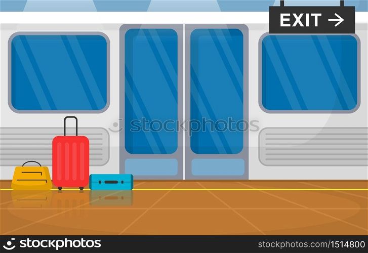 Railway Public Transport Commuter Metro Train Door Flat Illustration