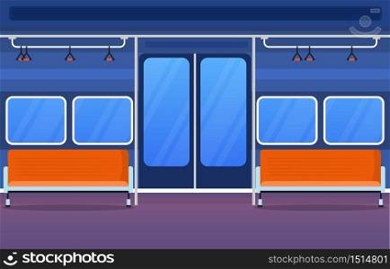 Railway Public Transport Commuter Metro Train Door Flat Illustration