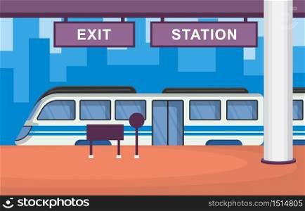 Railway Public Transport Commuter Metro Train Station Flat Illustration