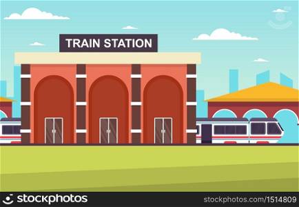 Railway Public Transport Commuter Metro Train Station Flat Illustration