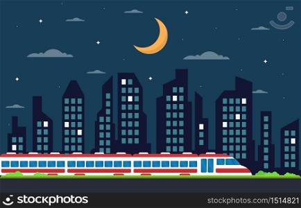 Railway Railroad Side Public Transport Commuter Metro Train Landscape Illustration