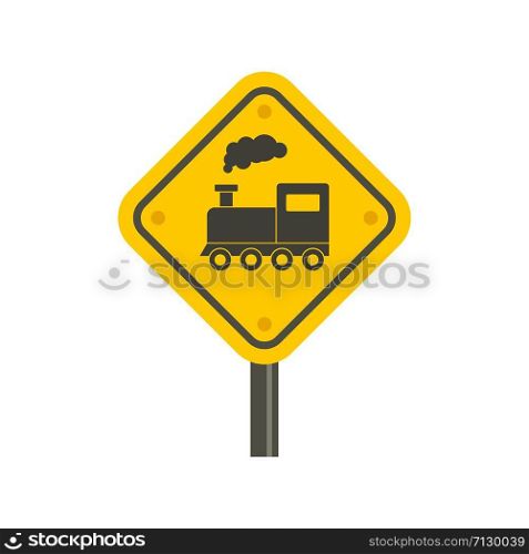 Railway road sign icon. Flat illustration of railway road sign vector icon for web design. Railway road sign icon, flat style