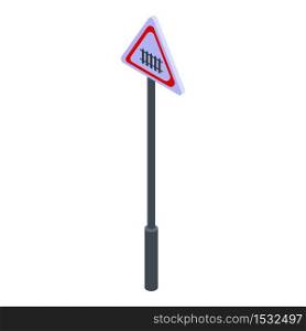 Railway road sign icon. Isometric of railway road sign vector icon for web design isolated on white background. Railway road sign icon, isometric style