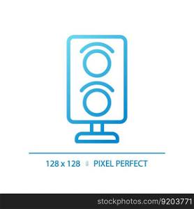 Railway signalling pixel perfect gradient linear vector icon. Traffic light system. Railroad semaphore. Thin line color symbol. Modern style pictogram. Vector isolated outline drawing. Railway signalling pixel perfect gradient linear vector icon