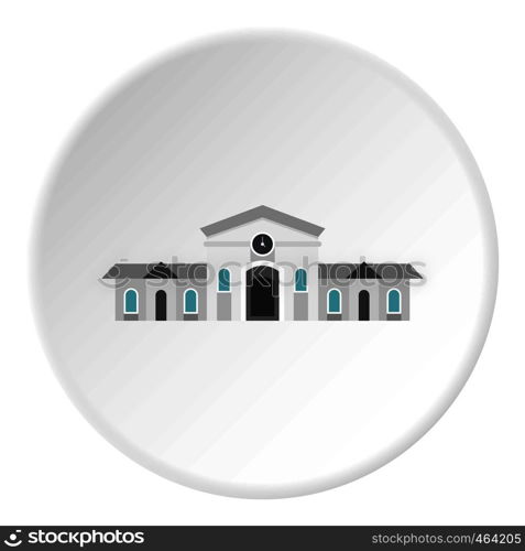 Railway station building icon in flat circle isolated vector illustration for web. Railway station building icon circle