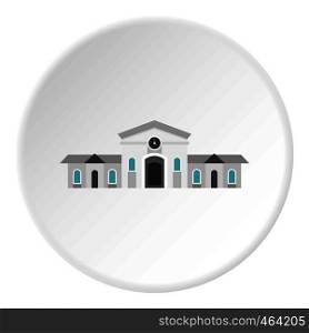 Railway station building icon in flat circle isolated vector illustration for web. Railway station building icon circle