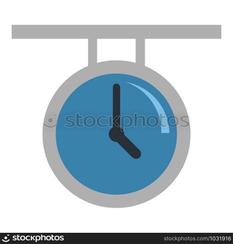 Railway station clock icon. Flat illustration of railway station clock vector icon for web design. Railway station clock icon, flat style
