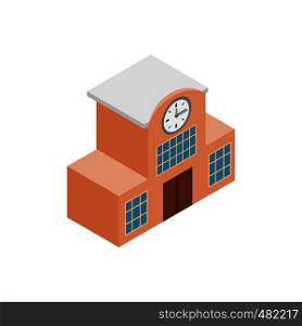 Railway station isometric 3d icon. Single brown symbol on a white background. Railway station isometric 3d icon
