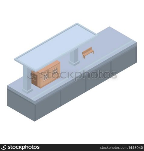 Railway station peron icon. Isometric of railway station peron vector icon for web design isolated on white background. Railway station peron icon, isometric style