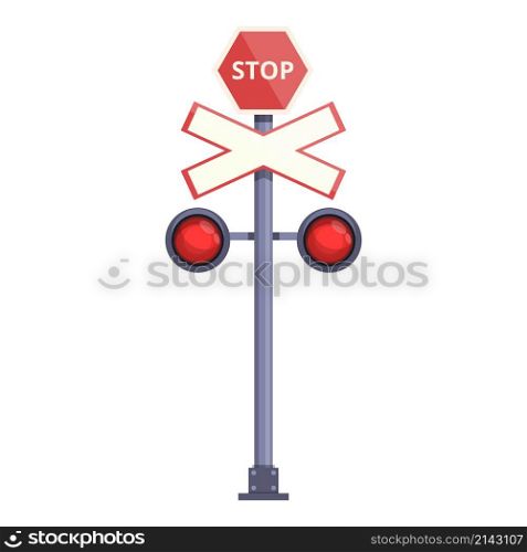 Railway stop level icon cartoon vector. Railroad traffic. Barrier signal. Railway stop level icon cartoon vector. Railroad traffic