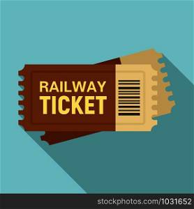 Railway ticket icon. Flat illustration of railway ticket vector icon for web design. Railway ticket icon, flat style