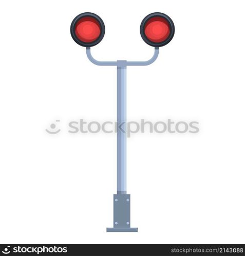 Railway traffic light icon cartoon vector. Train railroad. Road signal. Railway traffic light icon cartoon vector. Train railroad