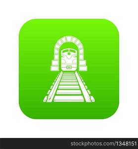 Railway tunnel icon green vector isolated on white background. Railway tunnel icon green vector