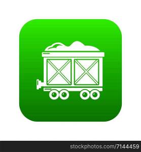 Railway wagon icon green vector isolated on white background. Railway wagon icon green vector