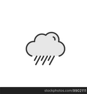 Rain and cloud. Filled color icon. Isolated weather vector illustration