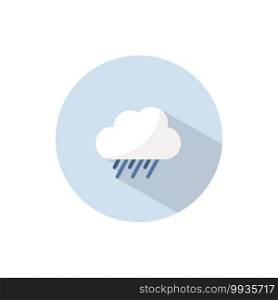 Rain and cloud. Flat color icon on a circle. Weather vector illustration