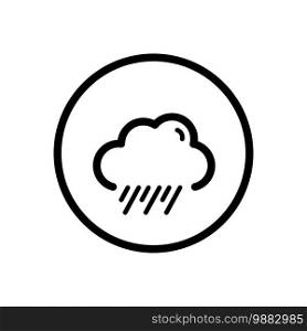 Rain and cloud. Weather outline icon in a circle. Isolated vector illustration