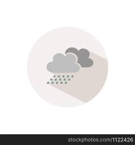 Rain and clouds. Icon with shadow on a beige circle. Fall flat vector illustration