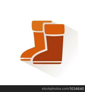 Rain boots color icon with shadow. Flat vector illustration