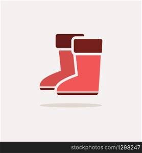 Rain boots. Color icon with shadow. Footwear glyph vector illustration