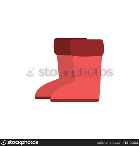 Rain boots. Flat color icon. Isolated winter footwear vector illustration