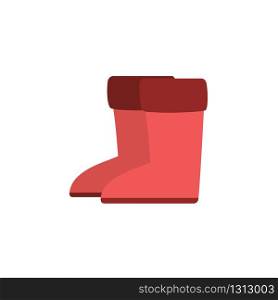 Rain boots. Flat color icon. Isolated winter footwear vector illustration