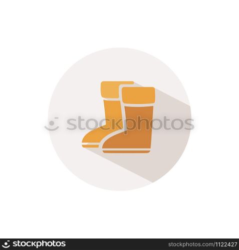 Rain boots. Icon with shadow on a beige circle. Fall flat vector illustration