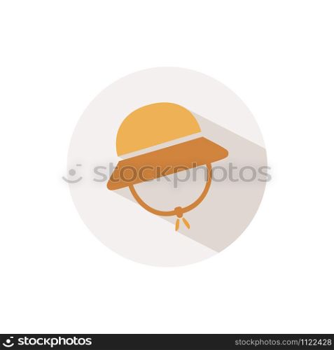 Rain cap. Icon with shadow on a beige circle. Fall flat vector illustration