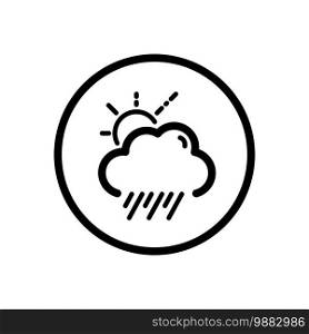 Rain, cloud and sun. Weather outline icon in a circle. Isolated vector illustration